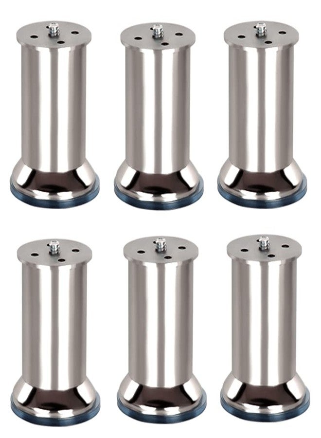 VMD, Stainless Steel 6" & 45 MM Dia. MATT Finish 2 mm Heavy Plate, Sofa, Furniture Legs (Pack of 6) - Image 1